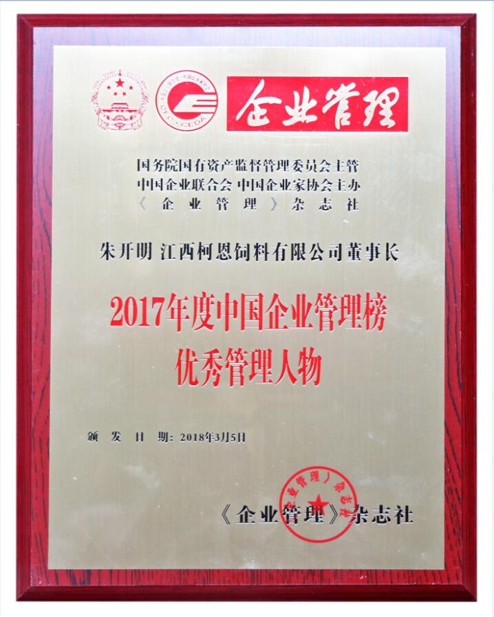 2017年度中國企業管理榜-優秀管理人物